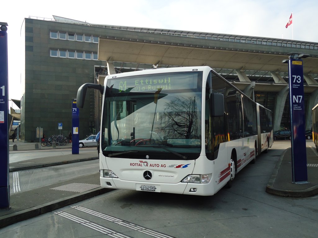 ARAG Ruswil - Nr. 16/LU 142'595 - Mercedes Citaro am 11. Mrz 2011 beim Bahnhof Luzern