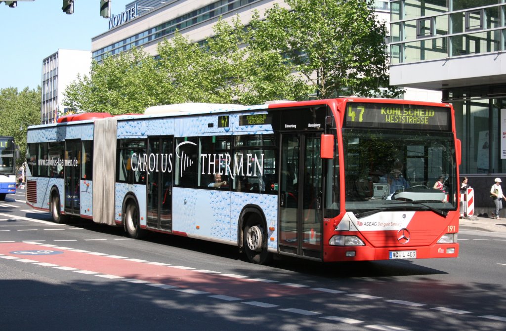 ASEAG 191 (AC L 403) macht Werbung fr die Carolus Thermen.
Aachen Bushof, 4.6.2010.