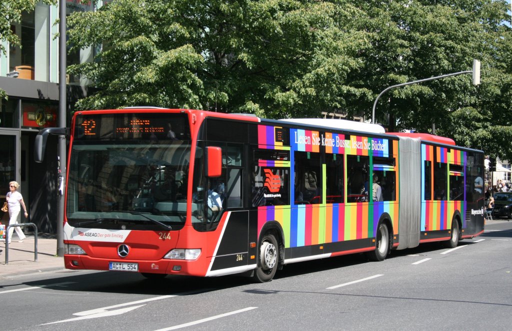 ASEAG 244 (AC L 554) macht Werbung fr die Mayersche.
Aachen Theaterplatz, 4.6.2010.