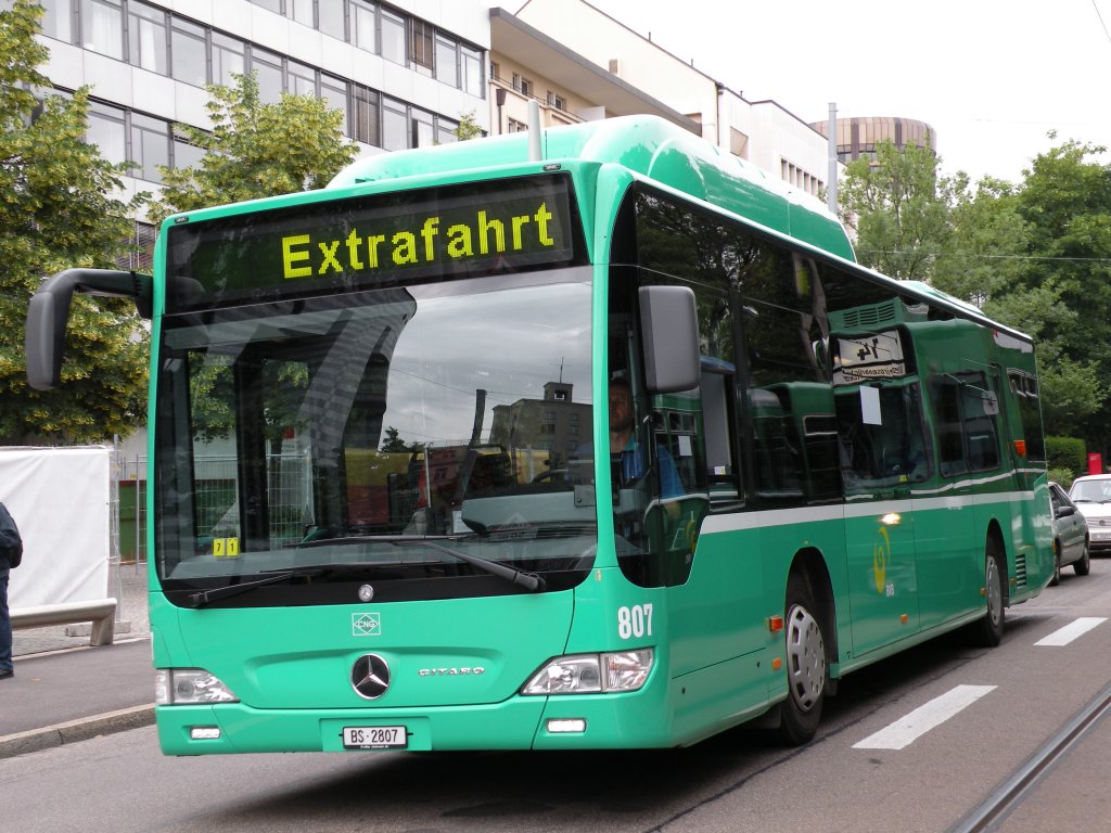 Auf einer Extrafahrt befindet sich der Mercedes Citaro mit der Betriebsnummer 807. Die Aufnahme entstand am 19.06.2009.