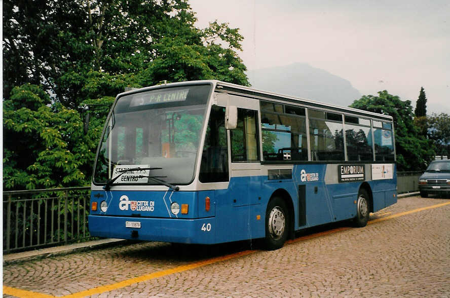 Aus dem Archiv: ACT Lugano - Nr. 40/TI 33'879 - Van Hool am 13. Juli 1998 beim Bahnhof Lugano