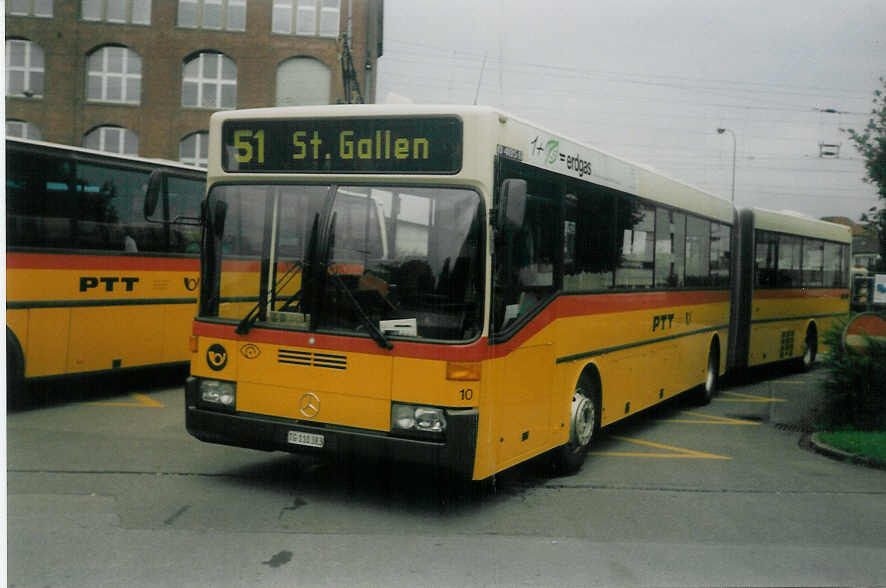 Aus dem Archiv: Cars Alpin Neff, Arbon - Nr. 10/TG 110'383 - Mercedes O 405G am 2. August 1997 beim Bahnhof Arbon
