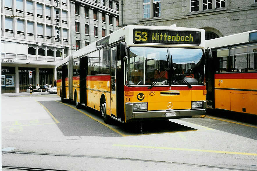 Aus dem Archiv: Cars Alpin Neff, Arbon - Nr. 10/TG 110'383 - Mercedes O 405G am 19. Juli 1999 beim Bahnhof St. Gallen