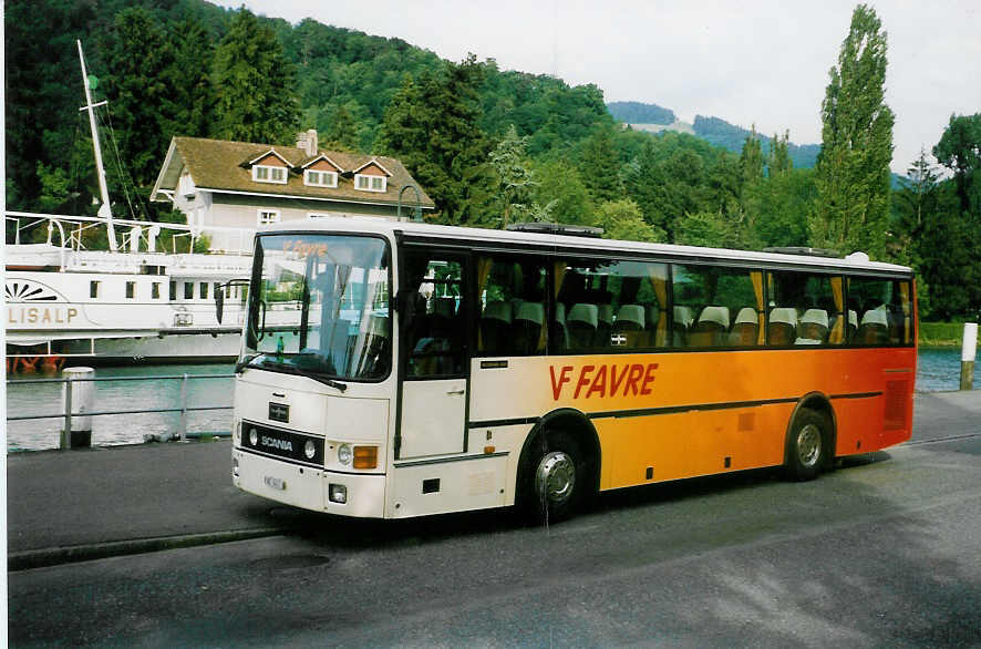 Aus dem Archiv: Favre, Rochefort NE 8437 Scania/Van Hool am 6. Juni 1998 Thun, Schifflndte