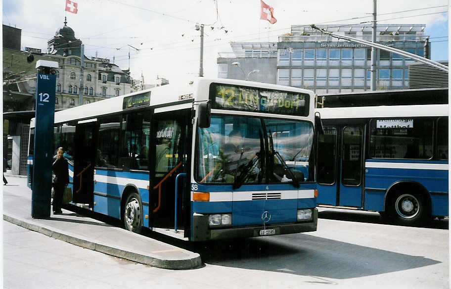 Aus dem Archiv: Gowa, Luzern (VBL) Nr. 58/LU 15'585 Mercedes O 405N am 16. April 1998 Luzern, Bahnhof