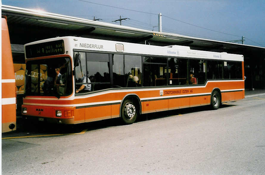 Aus dem Archiv: SOO Olten Nr. 81/SO 118'322 MAN am 28. August 1999 Olten, Bahnhof