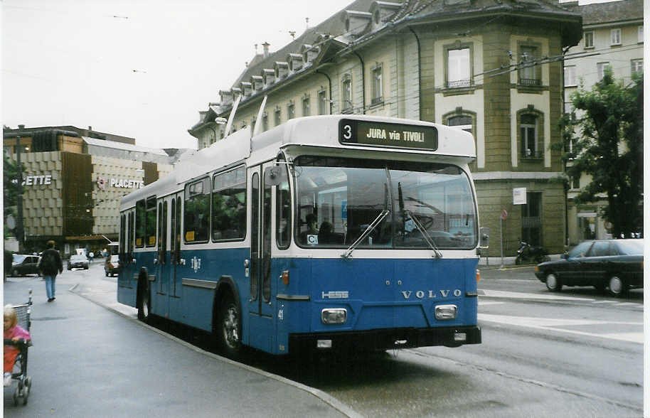 Aus dem Archiv: TF Fribourg Nr. 41 Volvo/Hess Trolleybus am 7. Juli 1998 Fribourg, Bahnhof