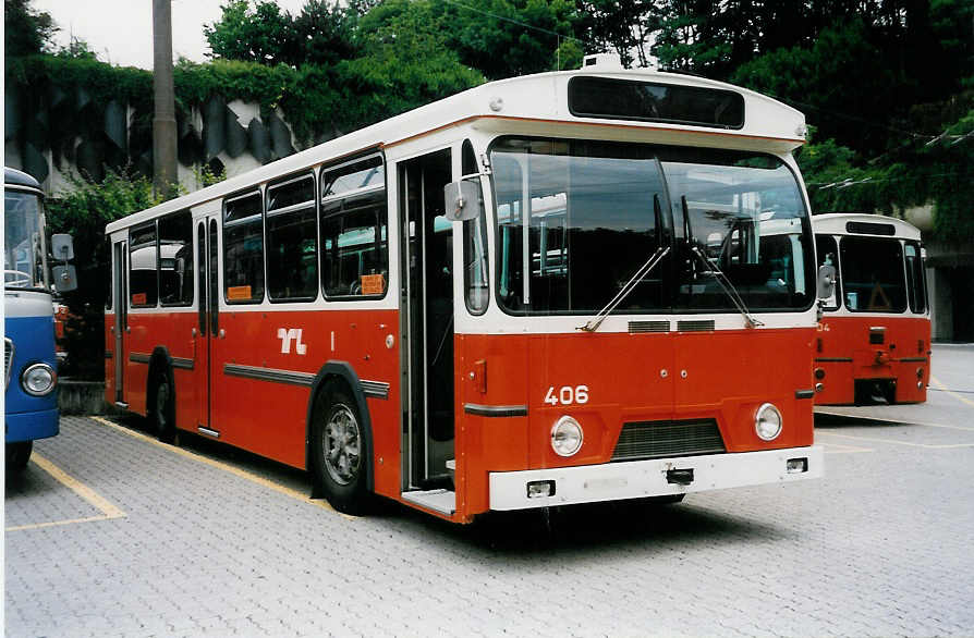 Aus dem Archiv: TL Lausanne - Nr. 406 - FBW/Hess am 7. Juli 1999 in Lausanne, Depot Borde