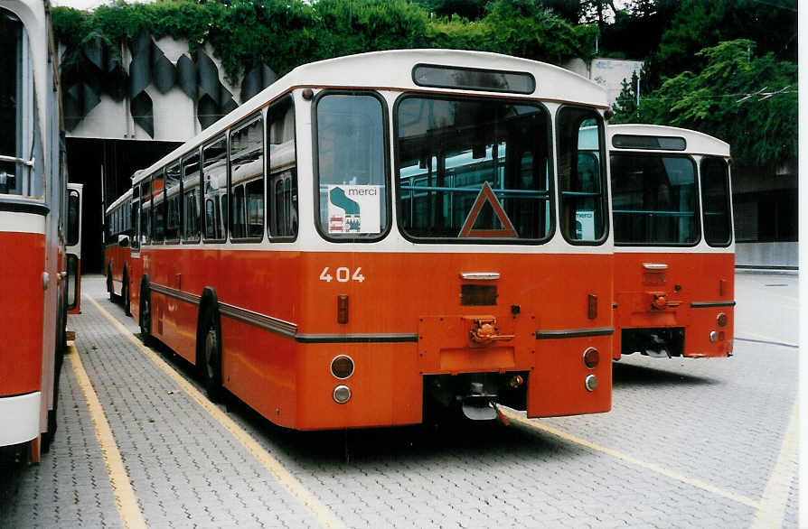 Aus dem Archiv: TL Lausanne - Nr. 404 - FBW/Hess am 7. Juli 1999 in Lausanne, Depot Borde