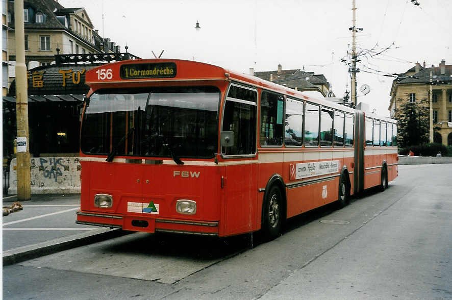 Aus dem Archiv: TN Neuchtel Nr. 156 FBW/Hess Gelenktrolleybus am 10. Juli 1999 Neuchtel, Place Pury