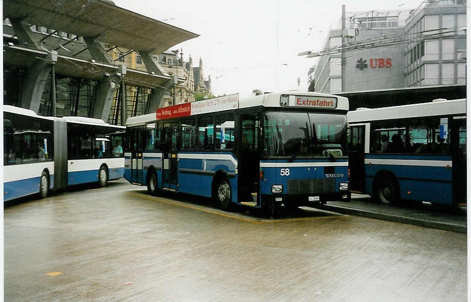 Aus dem Archiv: VBL Luzern Nr. 58/LU 15'058 Volvo/Hess am 27. Juni 1999 Luzern, Bahnhof