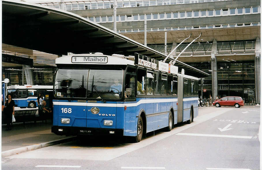 Aus dem Archiv: VBL Luzern Nr. 168 Volvo/Hess Gelenktrolleybus am 13. Juli 1999 Luzern, Bahnhof