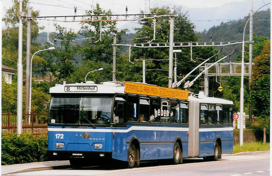Aus dem Archiv: VBL Luzern Nr. 172 Volvo/Hess Gelenktrolleybus am 13. Juli 1999 Luzern, Verkehrshaus