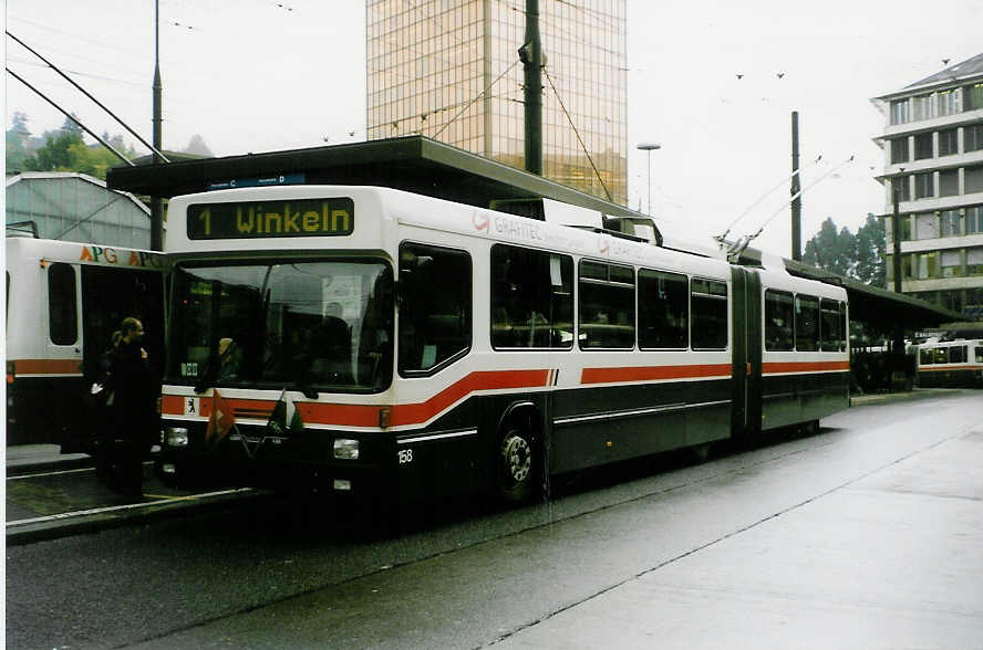 Aus dem Archiv: VBSG St. Gallen Nr. 158 NAW/Hess Gelenktrolleybus am 8. Oktober 1998 St. Gallen, Bahnhof