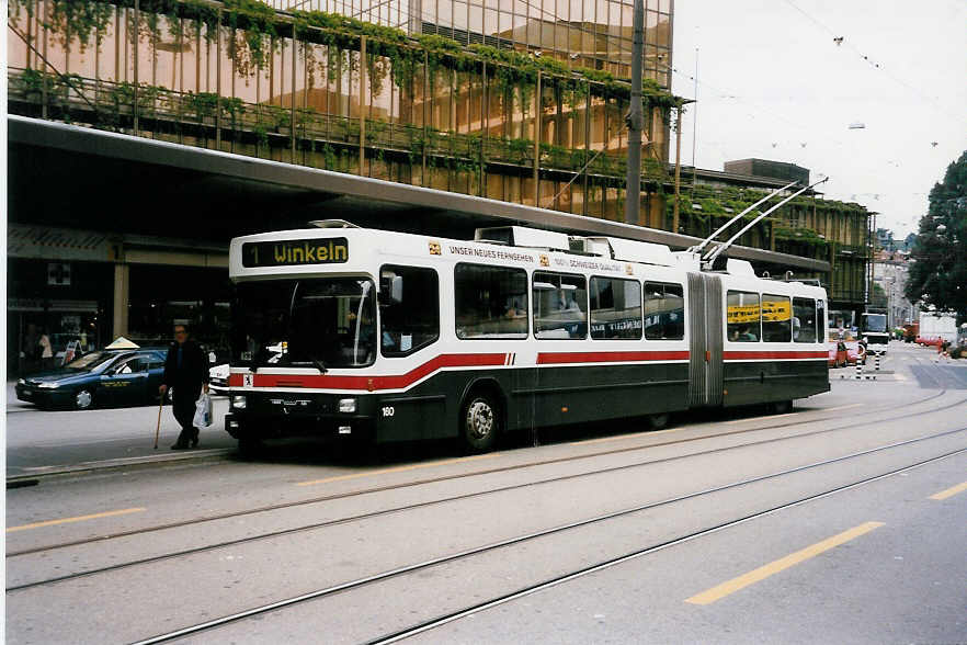 Aus dem Archiv: VBSG St. Gallen Nr. 160 NAW/Hess Gelenktrolleybus am 19. Juli 1999 St. Gallen, Bahnhof