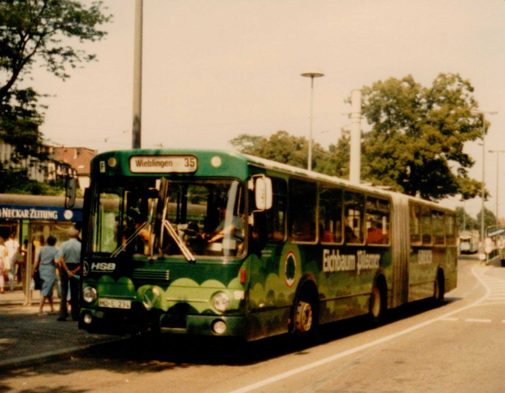 Aus dem Archiv: Vetter Gelenkbus auf Basis O 307 G  HSB , August 1984 Heidelberg 