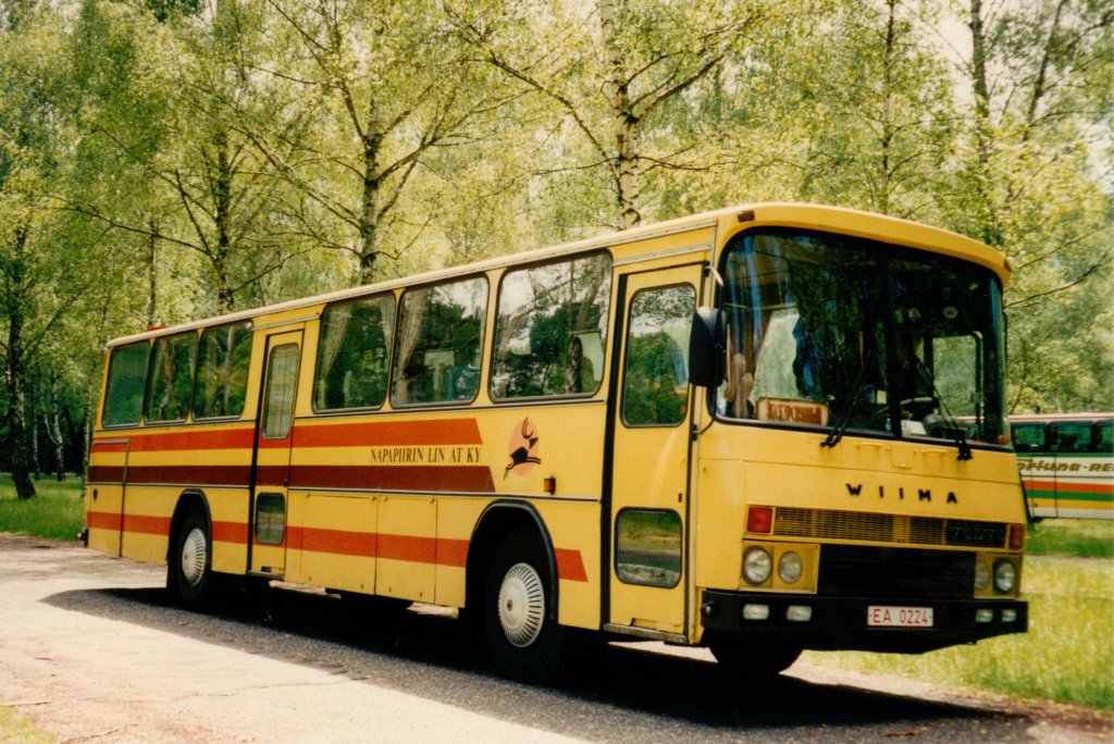 Aus dem Archiv: Volvo mit Wiima-Aufbau (Finnland), Busunternehmen aus Weirussland, Karlsruhe Juli 1997