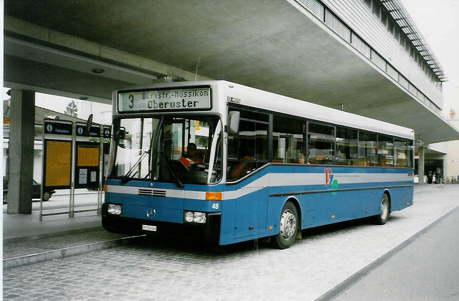 Aus dem Archiv: VZO Grningen - Nr. 48/ZH 256'848 - Mercedes O 405 am 3. Oktober 1998 beim Bahnhof Uster