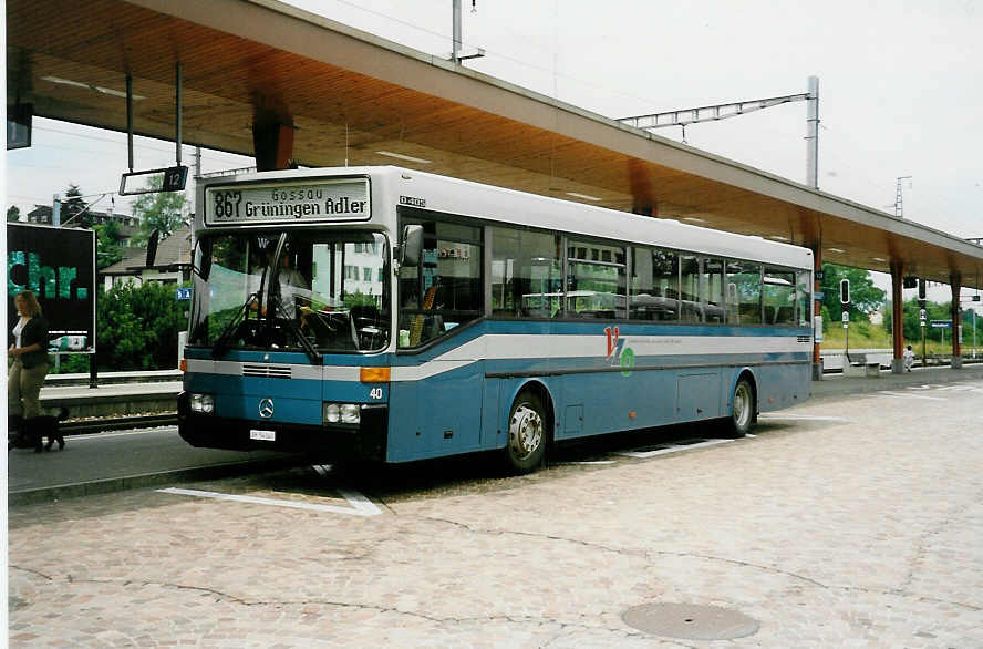Aus dem Archiv: VZO Grningen - Nr. 40/ZH 54'340 - Mercedes O 405 am 26. Juni 1999 beim Bahnhof Wetzikon
