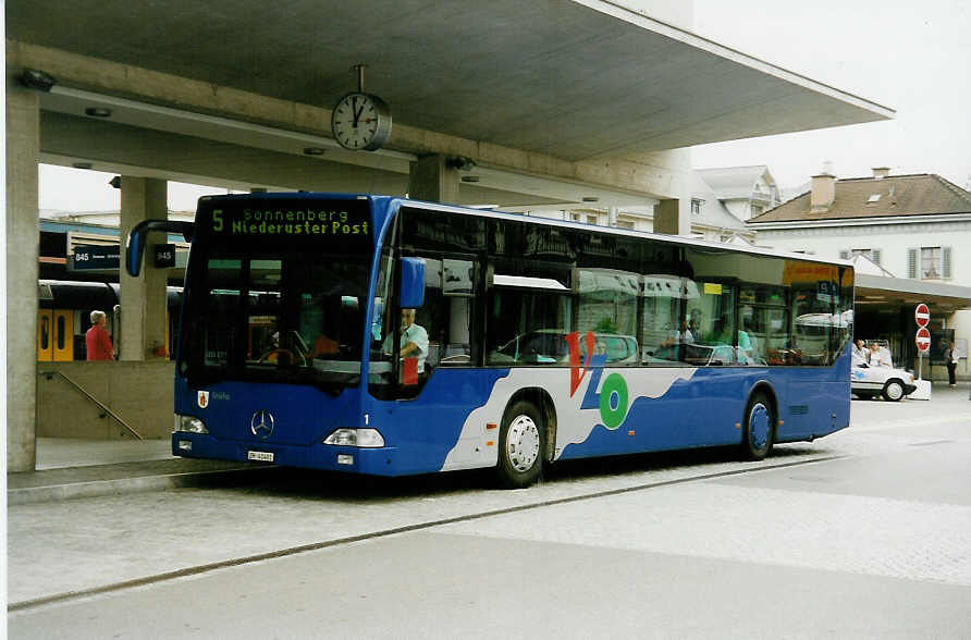 Aus dem Archiv: VZO Grningen - Nr. 1/ZH 41'401 - Mercedes Citaro am 26. Juni 1999 beim Bahnhof Uster