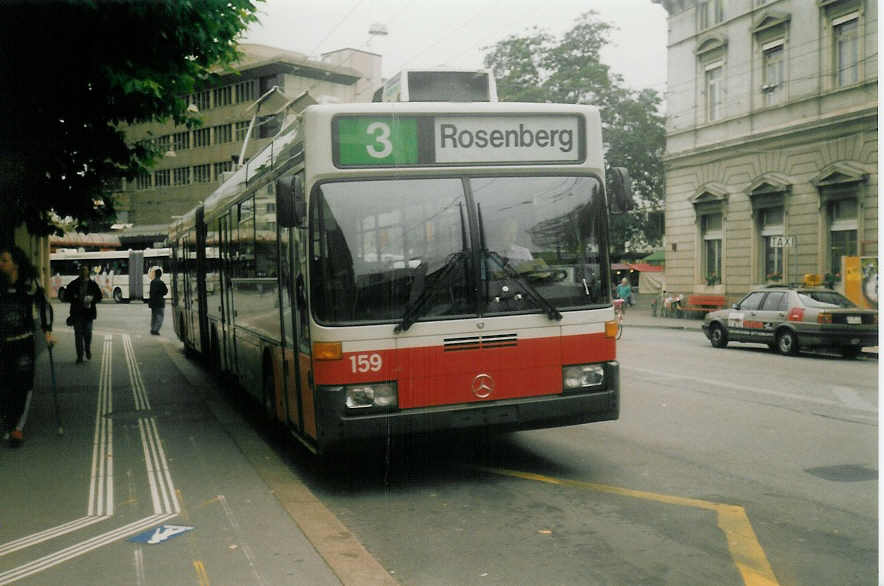 Aus dem Archiv: WV Winterthur - Nr. 159 - Mercedes O 405GTZ Gelenktrolleybus am 7. Oktober 1996 beim Bahnhof Winterthur