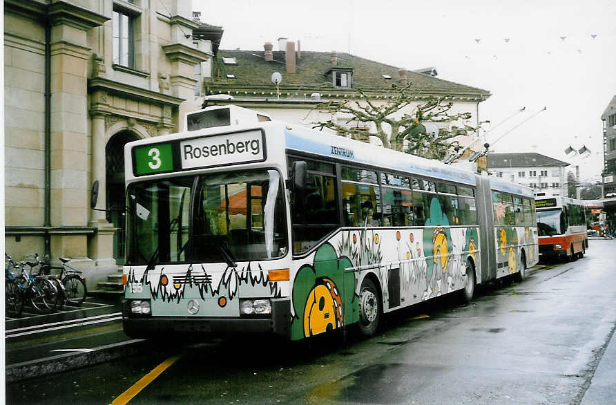 Aus dem Archiv: WV Winterthur - Nr. 155 - Mercedes O 405GTZ Gelenktrolleybus am 18. April 1998 beim Bahnhof Winterthur (mit Vollwerbung fr  EZ Neuwiesen )