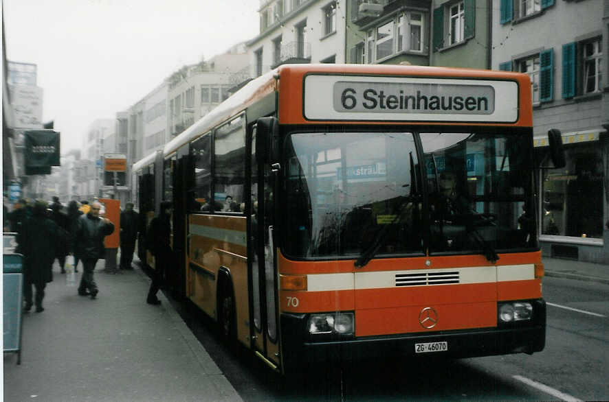 Aus dem Archiv: ZVB Zug - Nr. 70/ZG 46'070 - Mercedes/Hess O 405G am 31. Dezember 1998 in Zug, Steinhof