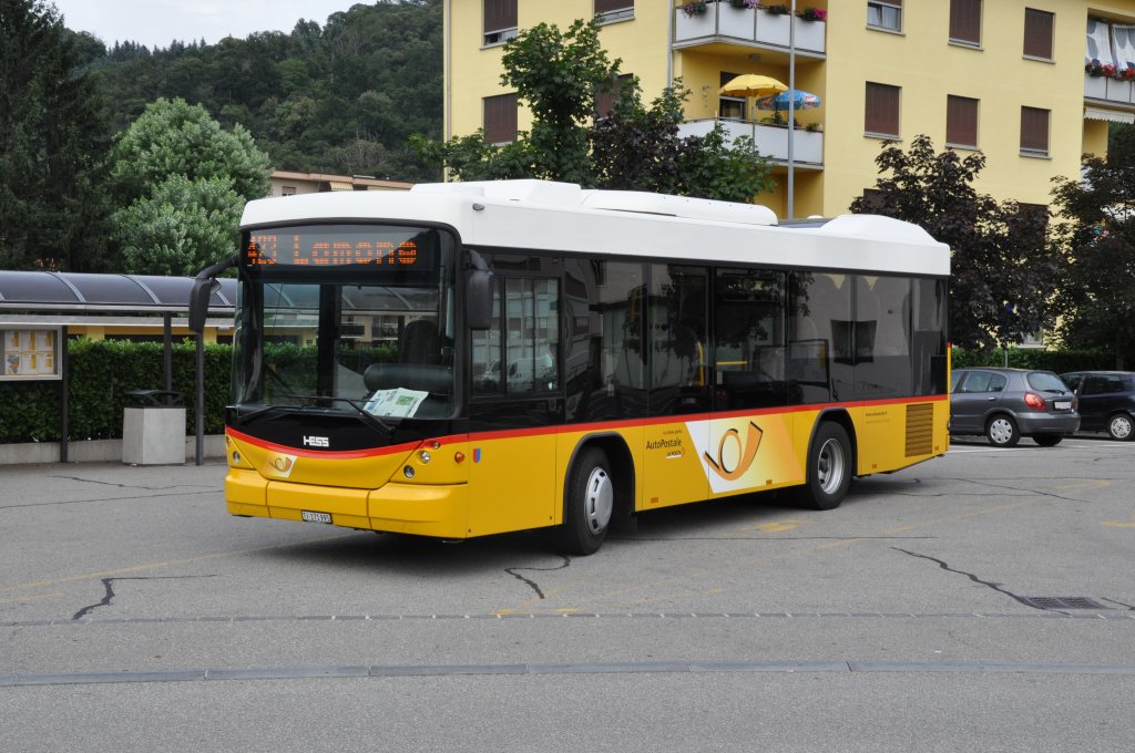 AutoPostale del Malcantone, Croglio. Scania/Hess Bergbus (TI 171'995) in Lamone-Cadempino, Stazione.