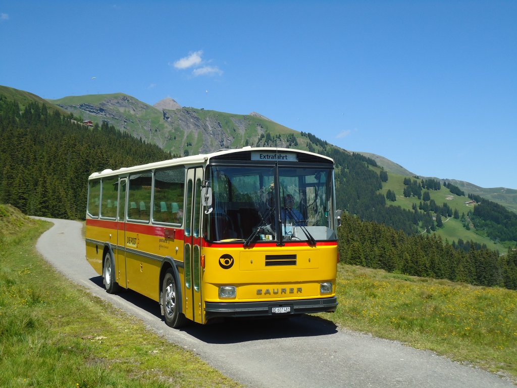 AVG Meiringen - Nr. 74/BE 607'481 - Saurer/R&J RH (ex P 24'357) am 3. Juli 2011 auf der Strecke Waldspitz-Grindelwald