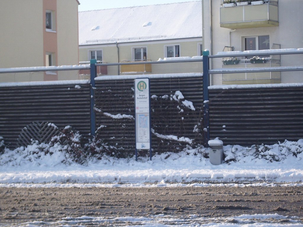 Bergen Busbahnhof mit Schnee am 12.02.2012