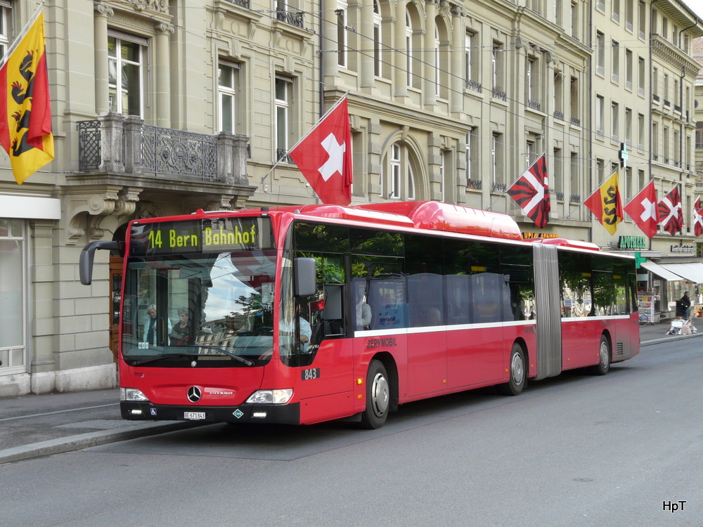 Bern Mobil - Mercedes Citaro Nr.843  BE 671843 unterwegs auf der Linie 14 in der Stadt Bern am 12.05.2010