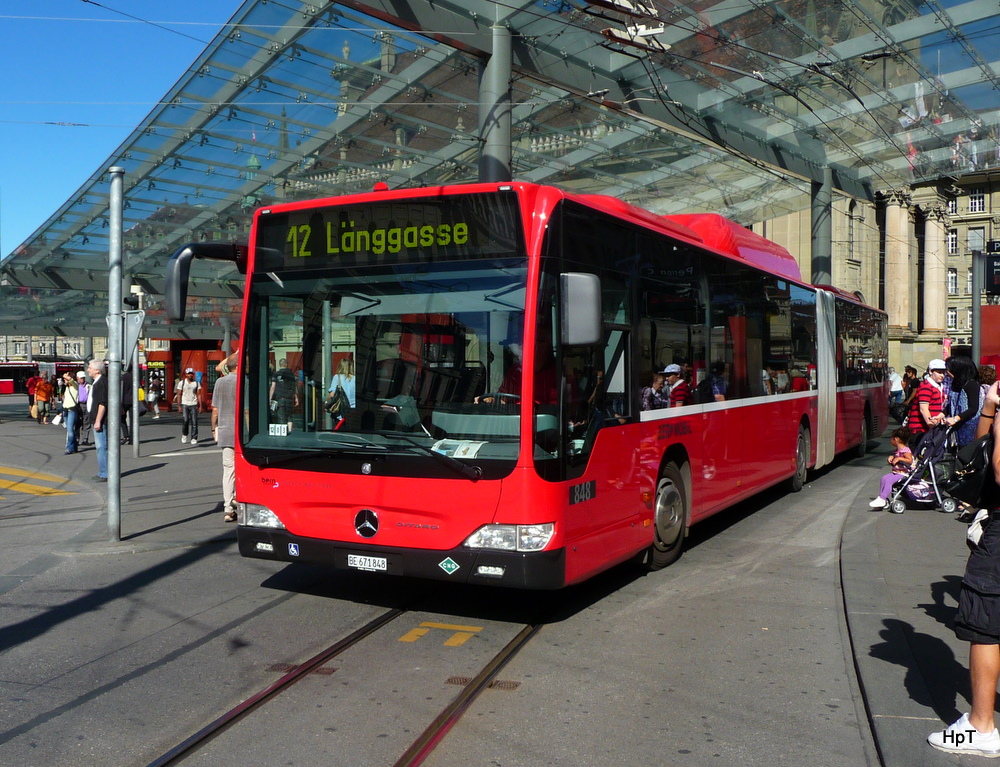 Bern mobil - Mercedes Citaro  Nr.848  BE  671848 unterwegs auf der Linie 12 in der Stadt Bern am 09.09.2011