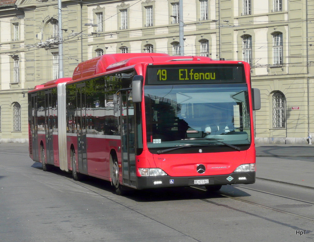 Bern mobil - Mercedes Citaro Nr.862 BE 671862 unterwegs auf der Linie 19 in Bern am 11.09.2011