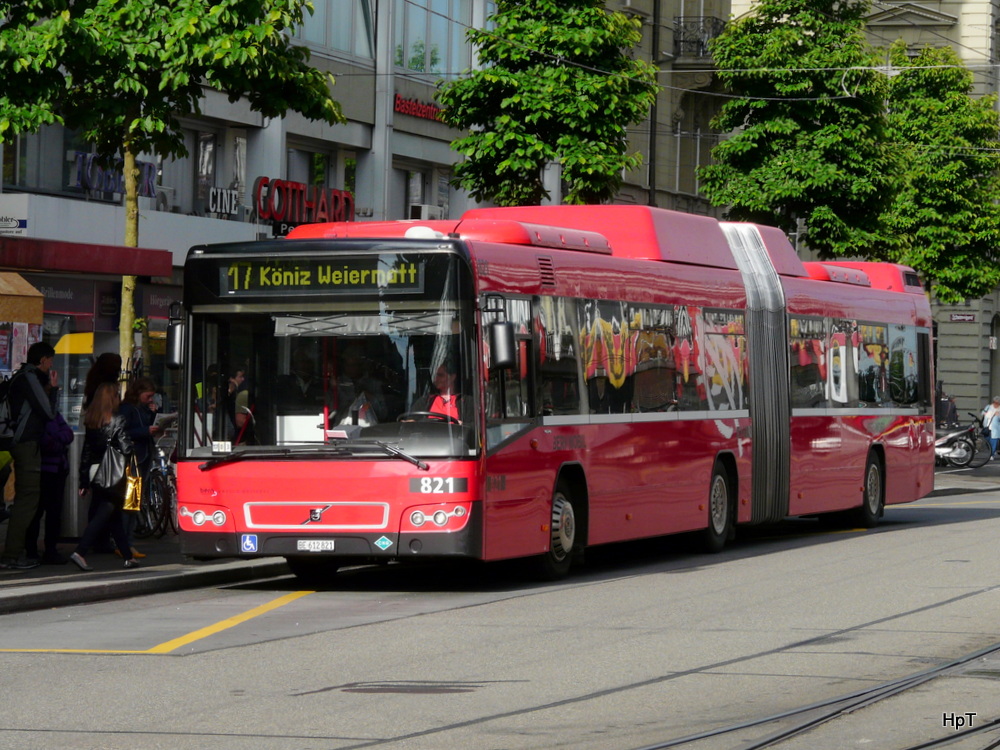 Bern Mobil - Volvo 7700  Nr.821  BE  612821 unterwegs auf der Linie 17 in Bern am 25.06.2013