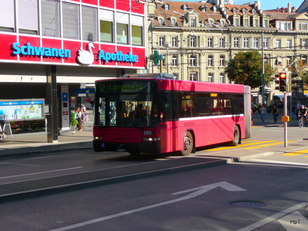 Bern mobil - Volvo-Hess  Nr.260 unterwegs auf der Linie 12 in Bern am 09.09.2011