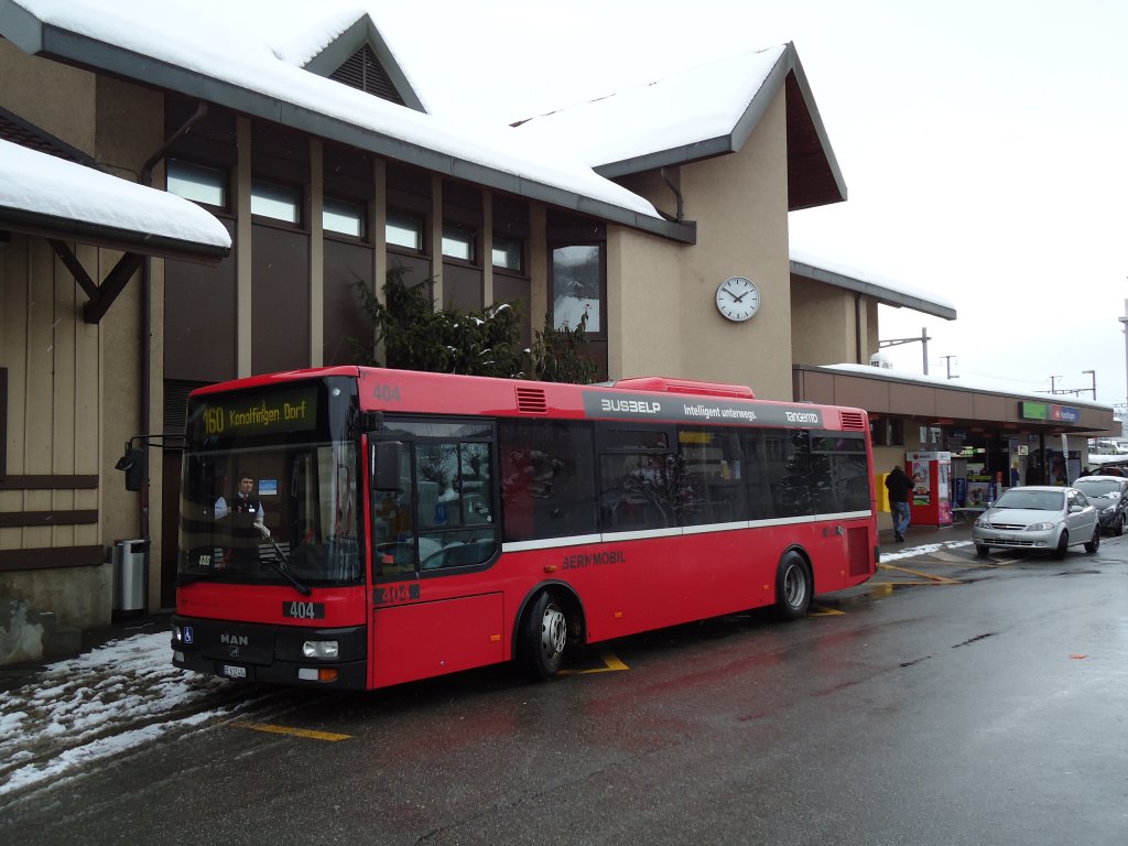 Bernmobil, Bern - Nr. 404/BE 612'404 - MAN/Gppel am 10. Dezember 2012 beim Bahnhof Konolfingen