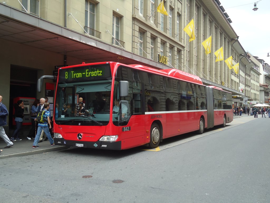 Bernmobil, Bern - Nr. 842/BE 671'842 - Mercedes Citaro am 14. Juli 2011 beim Bahnhof Bern