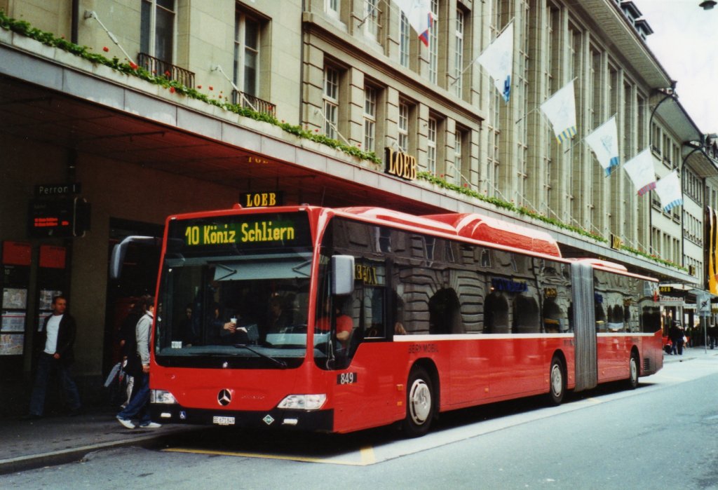 Bernmobil, Bern Nr. 849/BE 671'849 Mercedes Citaro am 13. Mai 2010 Bern, Bahnhof