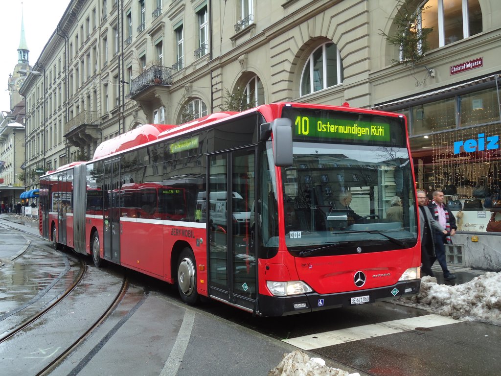 Bernmobil, Bern Nr. 860/BE 671'860 Mercedes Citaro am 7. Dezember 2010 Bern, Bahnhof