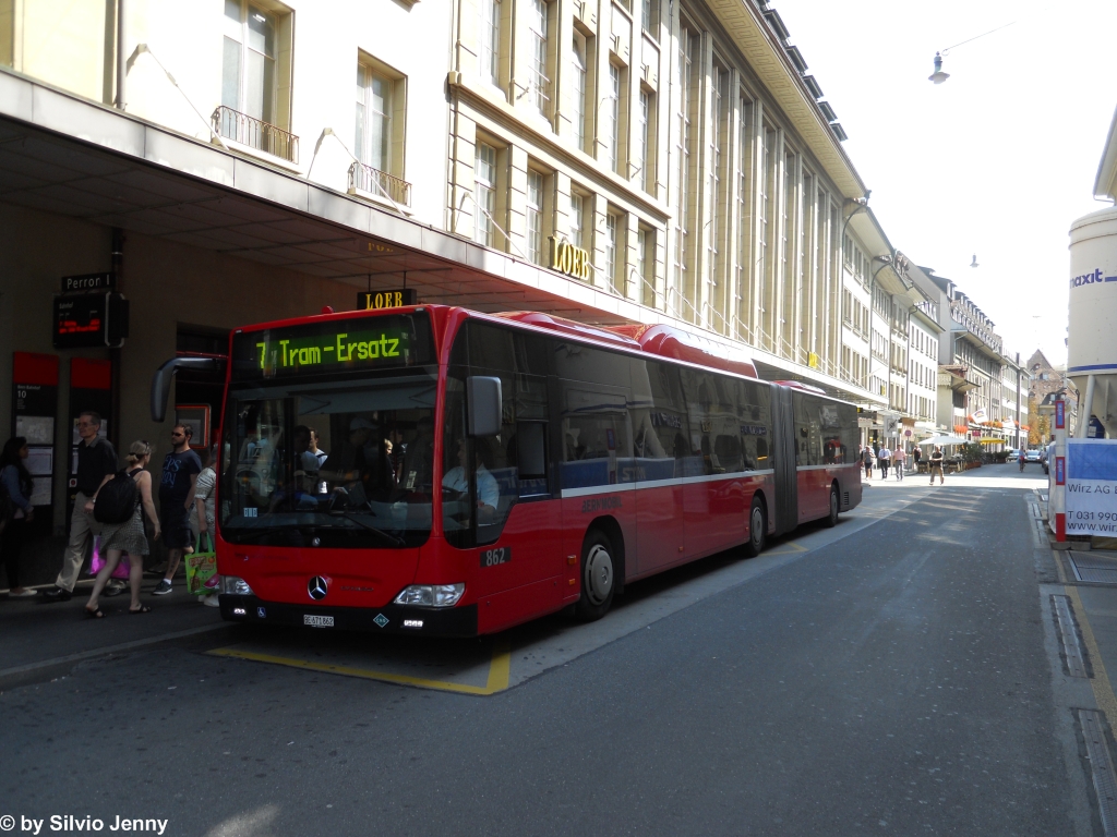 Bernmobil Nr. 862 (Mercedes CitaroII O530G CNG) am 19.8.2011 beim Bhf. Bern als Tramersatz auf der Linie 7.