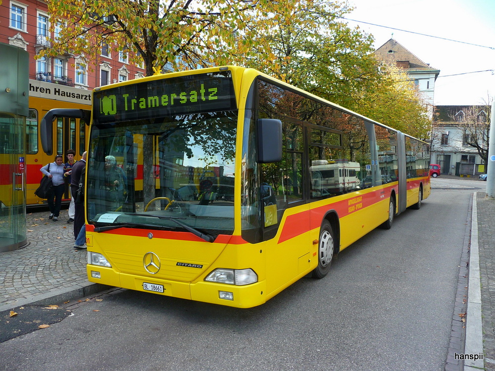 BLT / Autogesellschaft Sissach-Eptingen - Mercedes Citaro Nr. 01 BL 18661 in Basel als Tramersatz am 21.10.2012