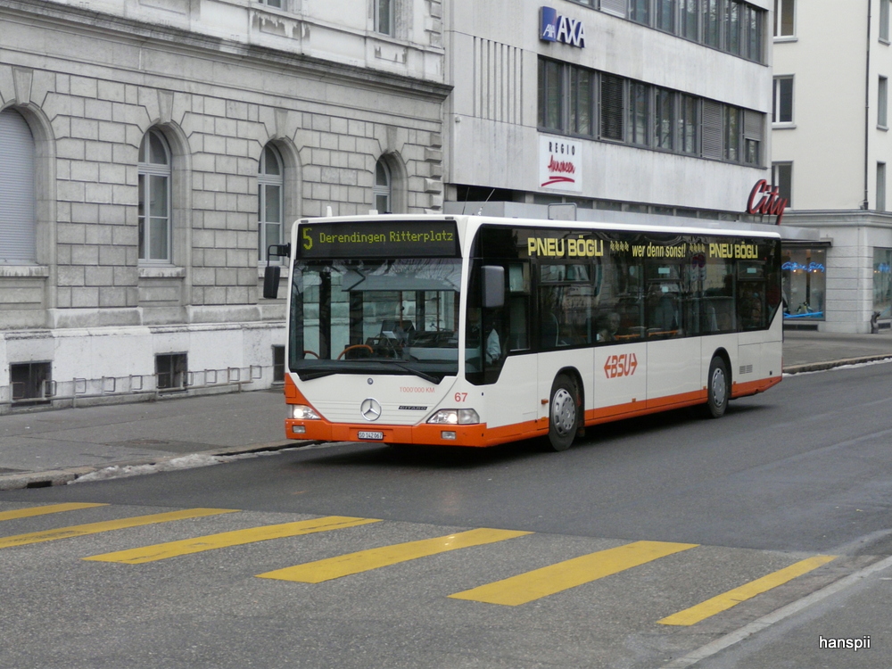 BSU - Mercedes Citaro  Nr.67  SO  142067 unterwegs auf der Linie 5 in Solothurn am 29.01.2013