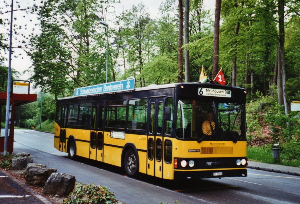 Bustag 2010 in Schaffhausen: Ruklic, Schaffhausen SH 39'570 Scania/FHS (ex VBSH Schaffhausen Nr. 36; ex Nr. 1) am 16. Mai 2010 Schaffhausen, J.J. Wepferstrasse