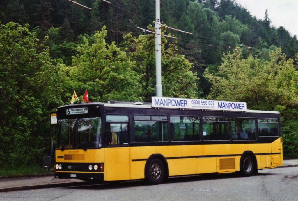 Bustag 2010 in Schaffhausen: Ruklic, Schaffhausen SH 39'570 Scania/FHS (ex VBSH Schaffhausen Nr. 36; ex Nr. 1) am 16. Mai 2010 Schaffhausen, Herblingertal