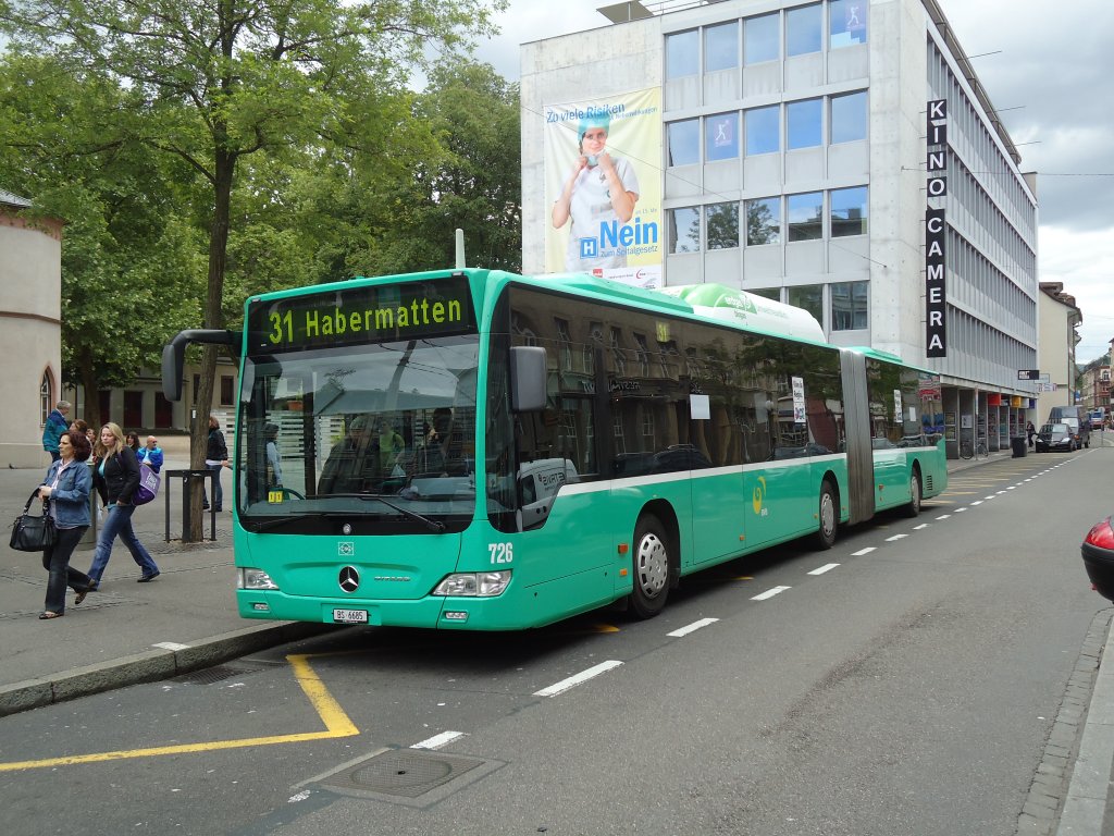 BVB Basel - Nr. 726/BS 6685 - Mercedes Citaro am 16. Mai 2011 in Basel, Claraplatz