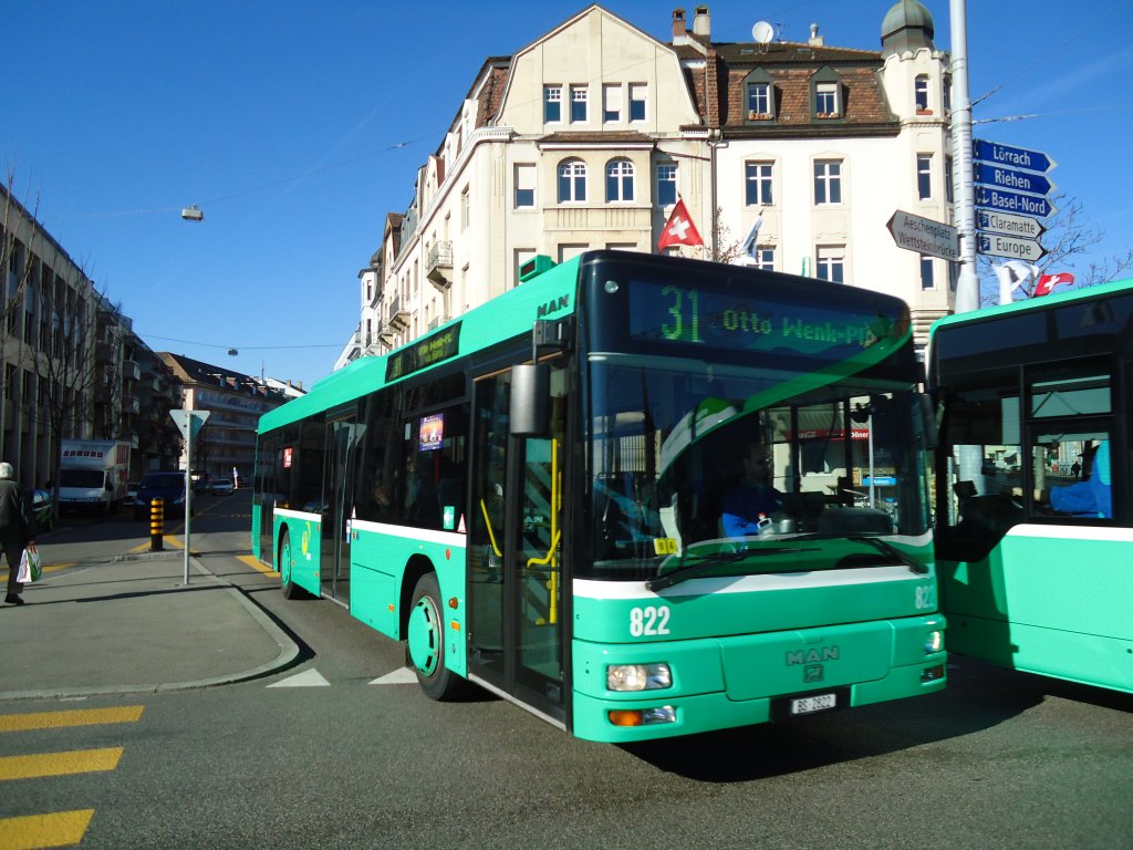 BVB Basel - Nr. 822/BS 2822 - MAN am 7. Februar 2011 in Basel, Wettsteinplatz