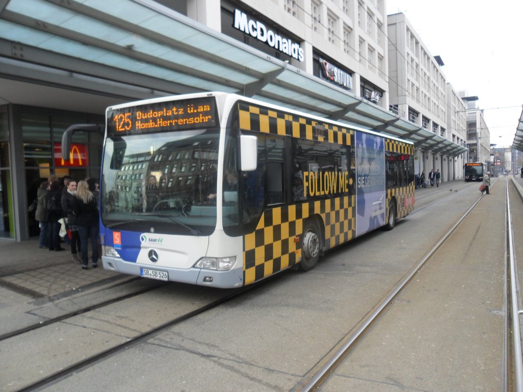 Citaro Bus mit Werbung fr den Flughafen.Das Foto habe ich am 01.03.2011 in Saarbrcken gemacht.