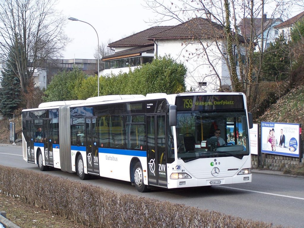 Citaro G Nr 81 auf der Linie 759 in Dbendorf am 19/02/11.