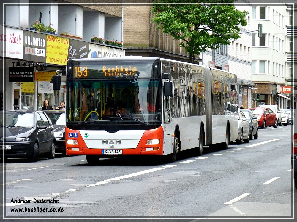 Diesen Bild von einem MAN Gelenkbus der KVB konnte ich Kln am Wiener Platz am 18.05.2012 Machen.