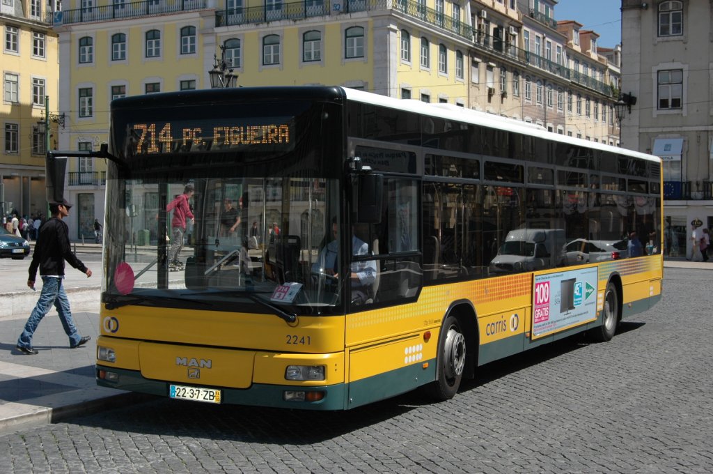 Ein MAN Linienbus im Dienst in Lissabon/Portugal. Gesehen am 16.05.2010.
